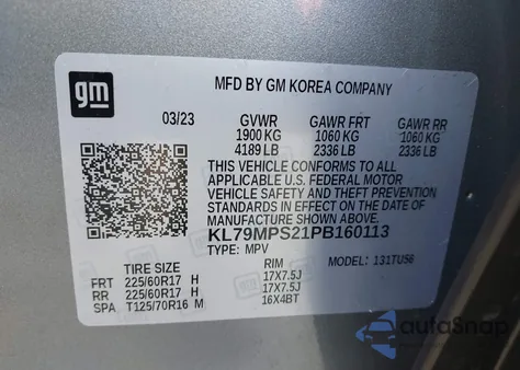 2023 Chevrolet Trailblazer Fwd Lt from USA, damaged, VIN KL79MPS21PB160113